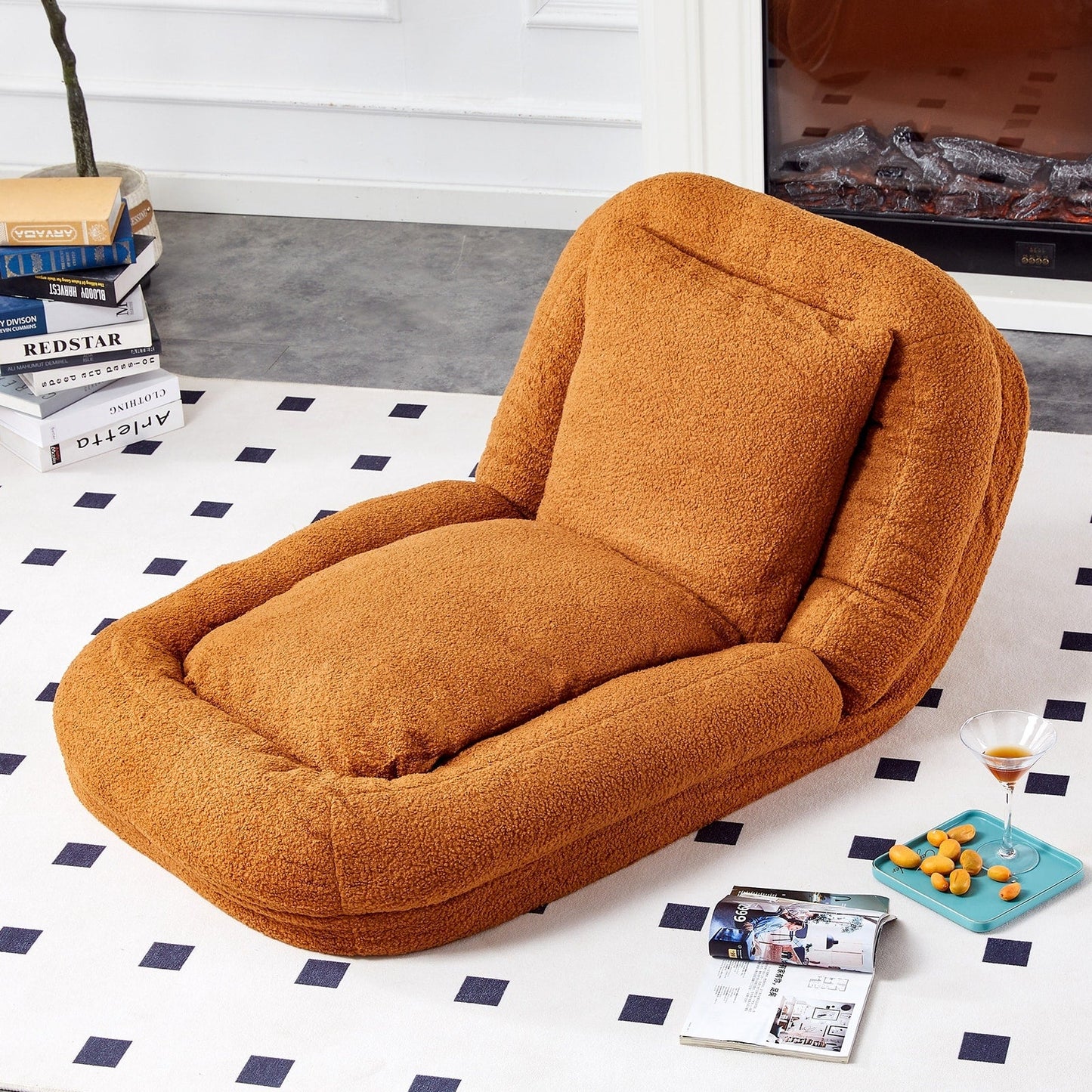 Poltrona pieghevole con 5 posizioni regolabili, morbida poltrona da pavimento per giocare, meditare e rilassarsi