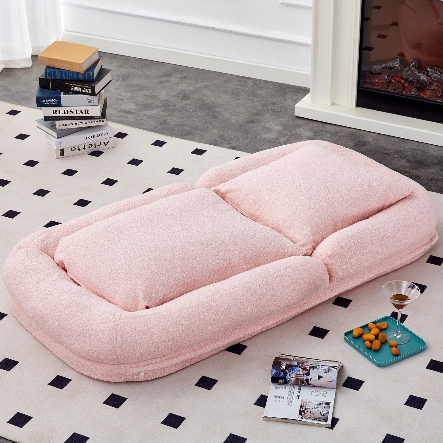 Poltrona pieghevole con 5 posizioni regolabili, morbida poltrona da pavimento per giocare, meditare e rilassarsi