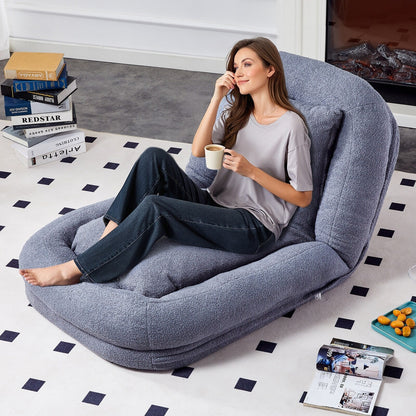 Poltrona pieghevole con 5 posizioni regolabili, morbida poltrona da pavimento per giocare, meditare e rilassarsi