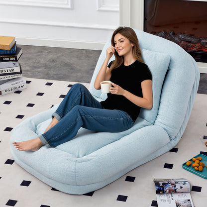 Poltrona pieghevole con 5 posizioni regolabili, morbida poltrona da pavimento per giocare, meditare e rilassarsi