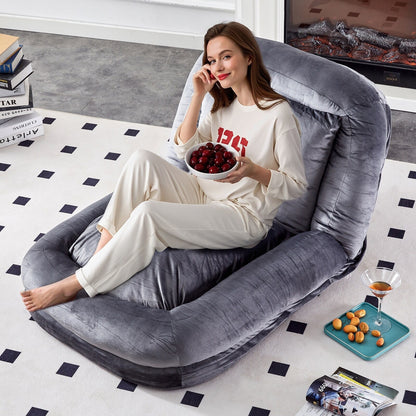 Poltrona pieghevole con 5 posizioni regolabili, morbida poltrona da pavimento per giocare, meditare e rilassarsi