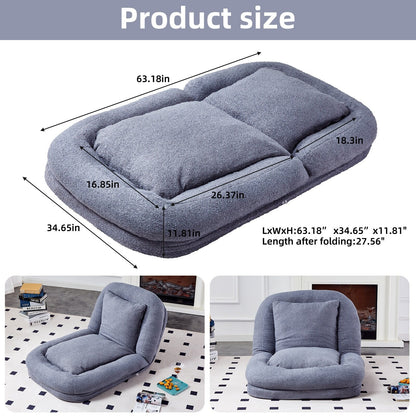 Poltrona pieghevole con 5 posizioni regolabili, morbida poltrona da pavimento per giocare, meditare e rilassarsi