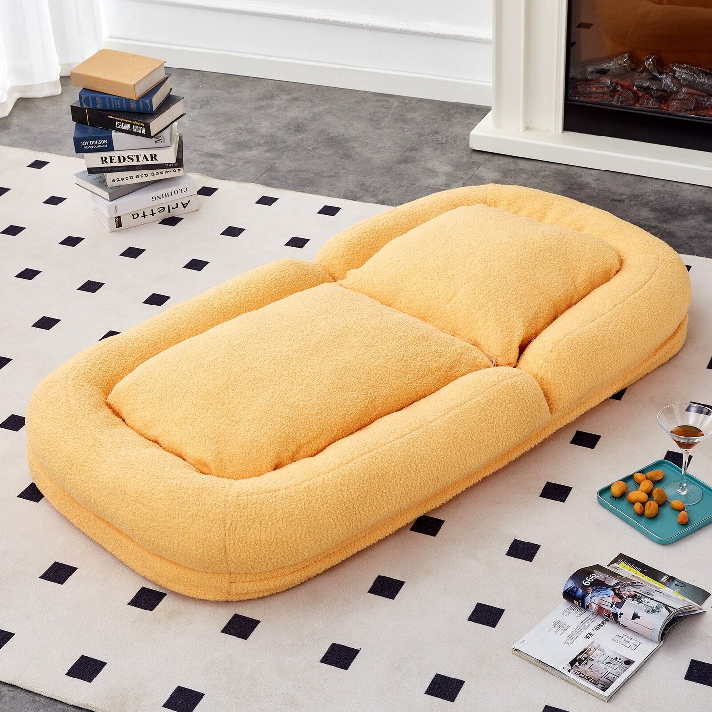 Poltrona pieghevole con 5 posizioni regolabili, morbida poltrona da pavimento per giocare, meditare e rilassarsi