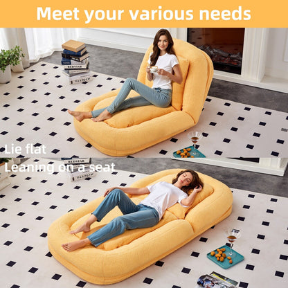 Poltrona pieghevole con 5 posizioni regolabili, morbida poltrona da pavimento per giocare, meditare e rilassarsi