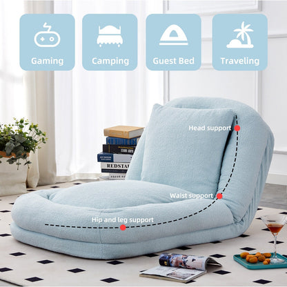 Poltrona pieghevole con 5 posizioni regolabili, morbida poltrona da pavimento per giocare, meditare e rilassarsi