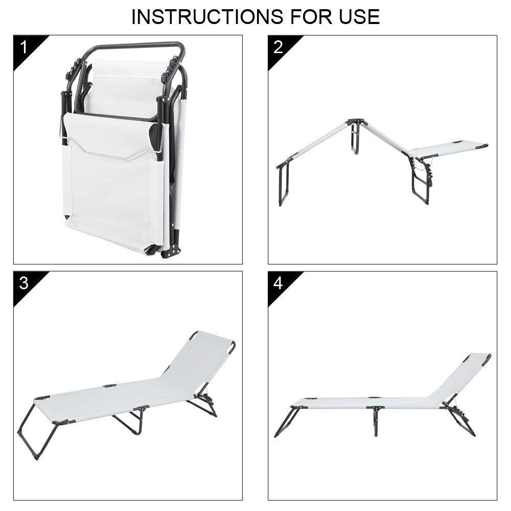 Letto da campeggio pieghevole a tre pieghe grigio