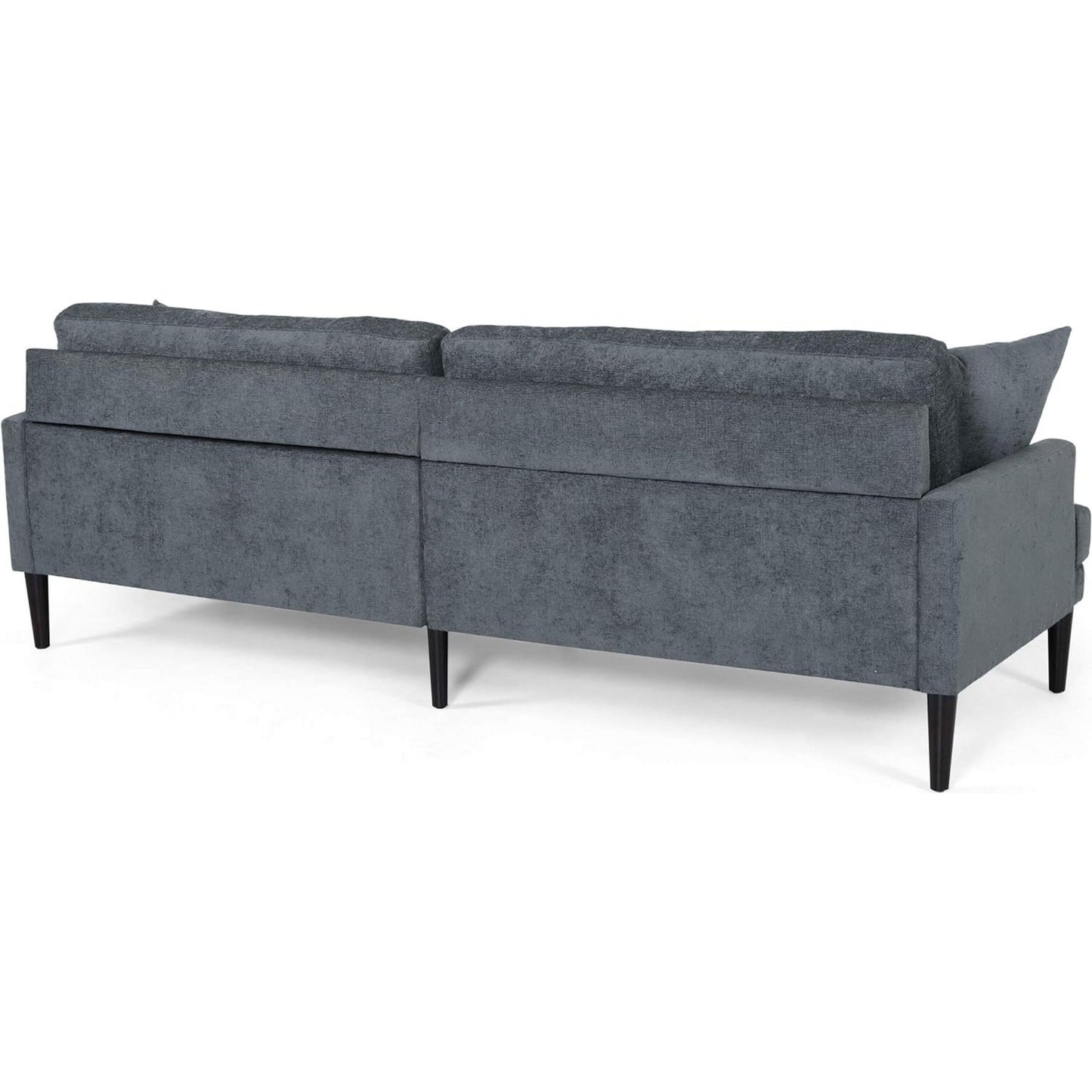 Divano Foli, gambe affusolate, 96 pollici, panche in peluche, tessuto blu scuro