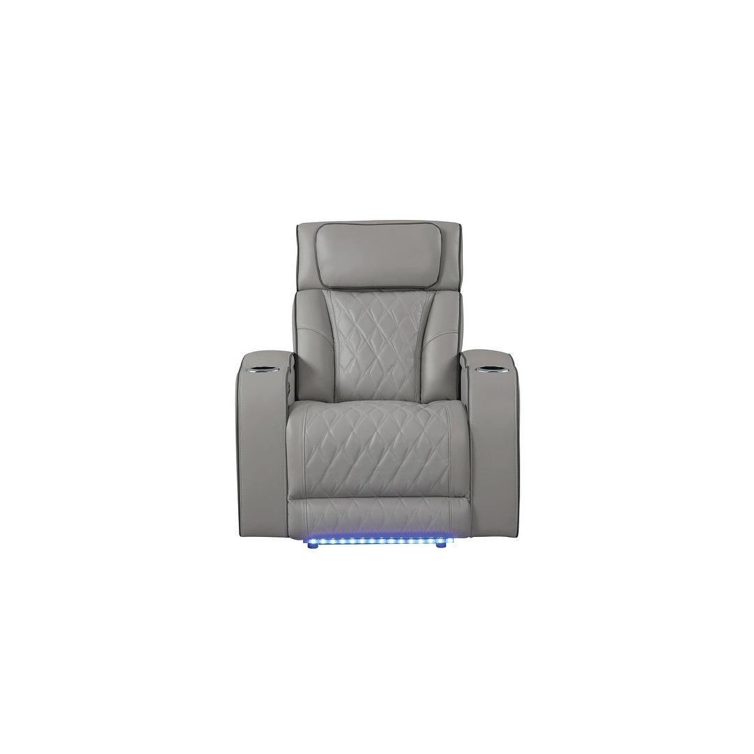 Poltrona reclinabile imbottita in stile moderno Fortuner realizzata in legno e con funzione massaggio inclusa - Grigio