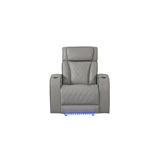 Poltrona reclinabile imbottita in stile moderno Fortuner realizzata in legno e con funzione massaggio inclusa - Grigio