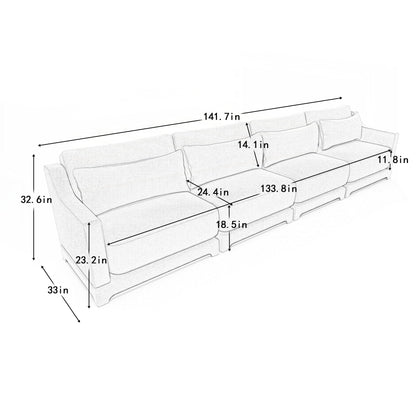 Divano a quattro posti in ciniglia con cuscino lombare