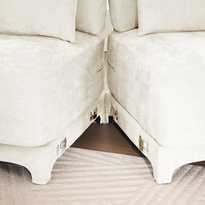 Divano a quattro posti in ciniglia con cuscino lombare