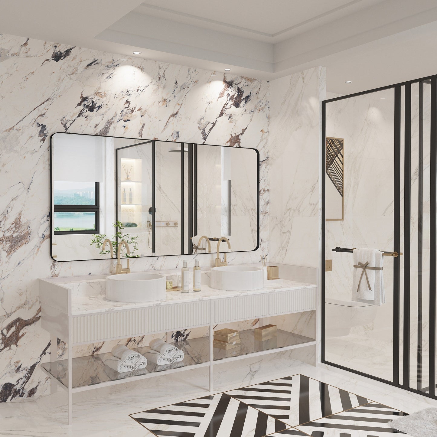 Specchio da bagno con cornice da parete