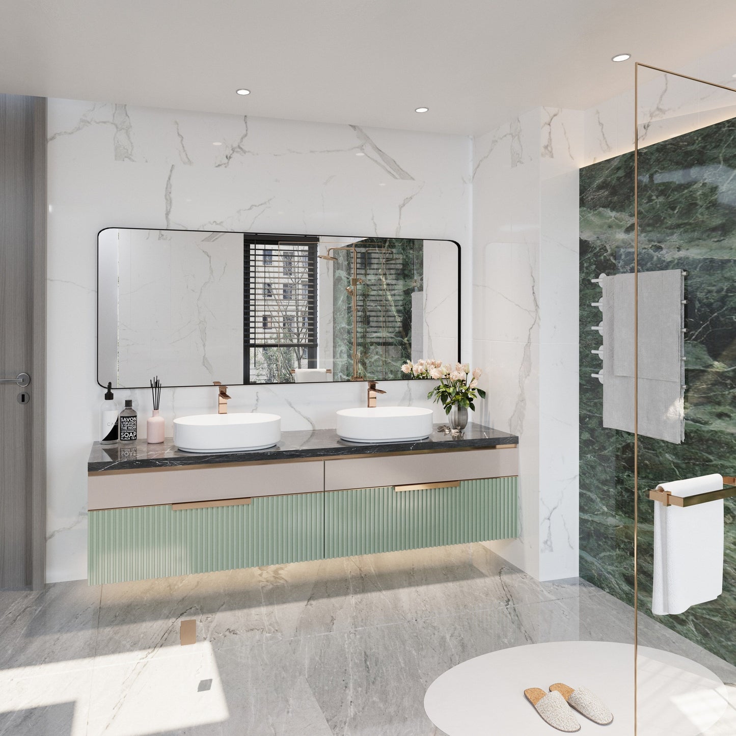 Specchio da bagno con cornice da parete