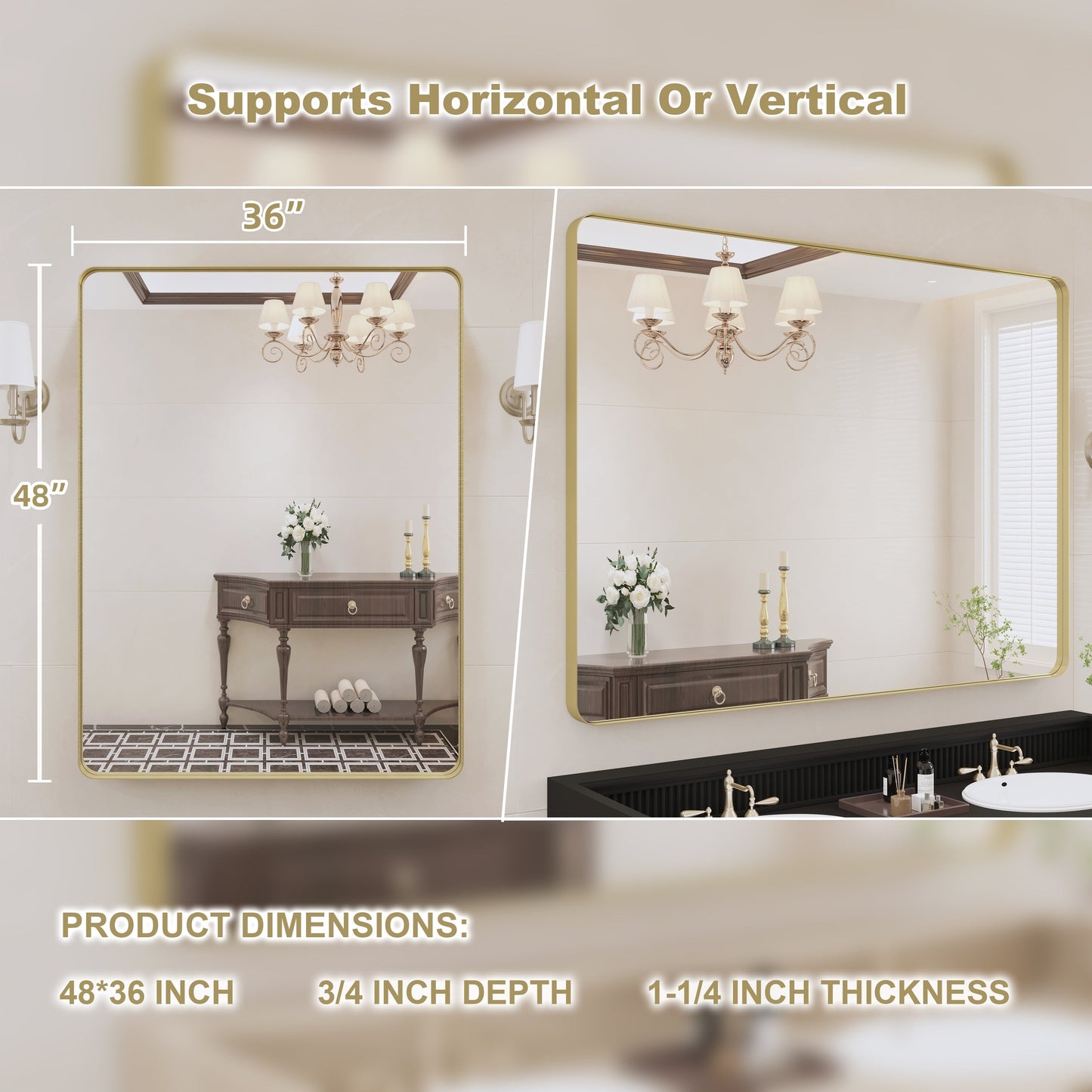 Specchio da bagno con cornice da parete