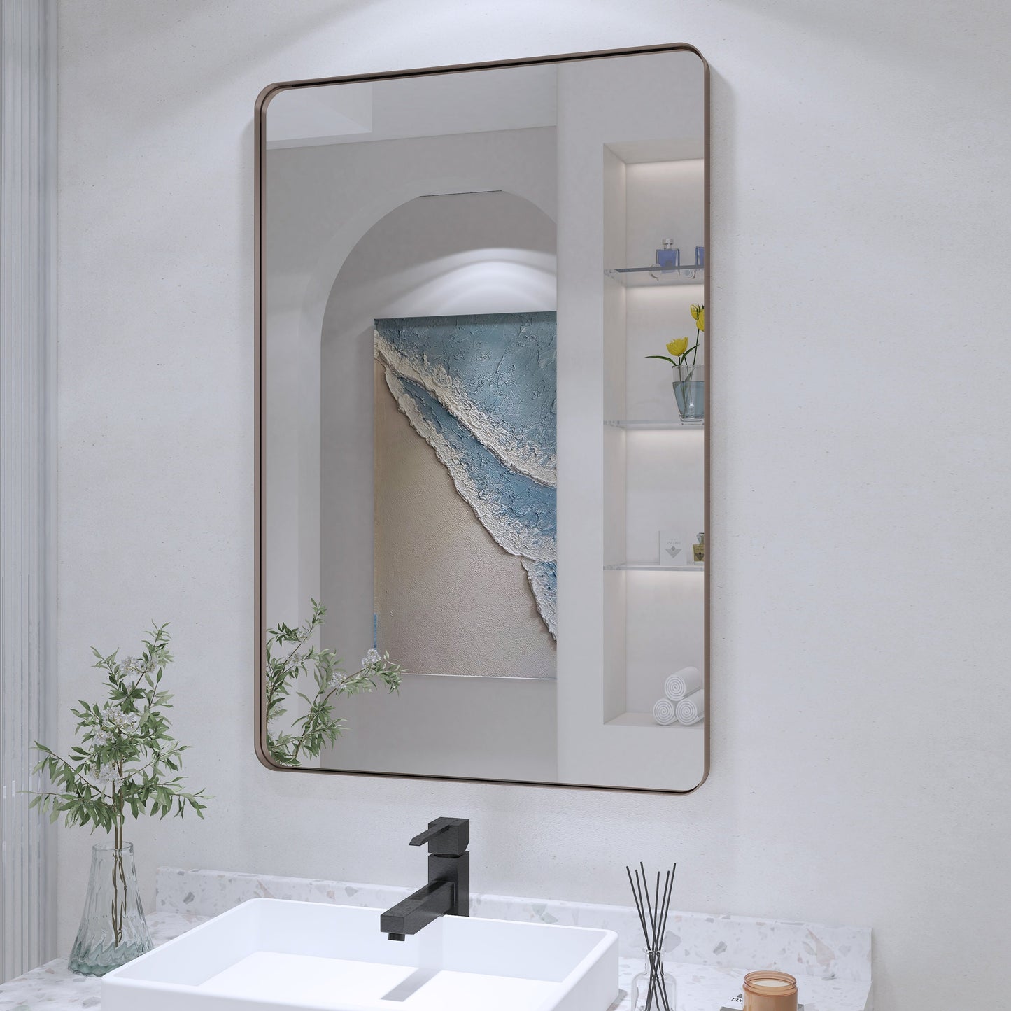 Specchio da bagno con cornice da parete