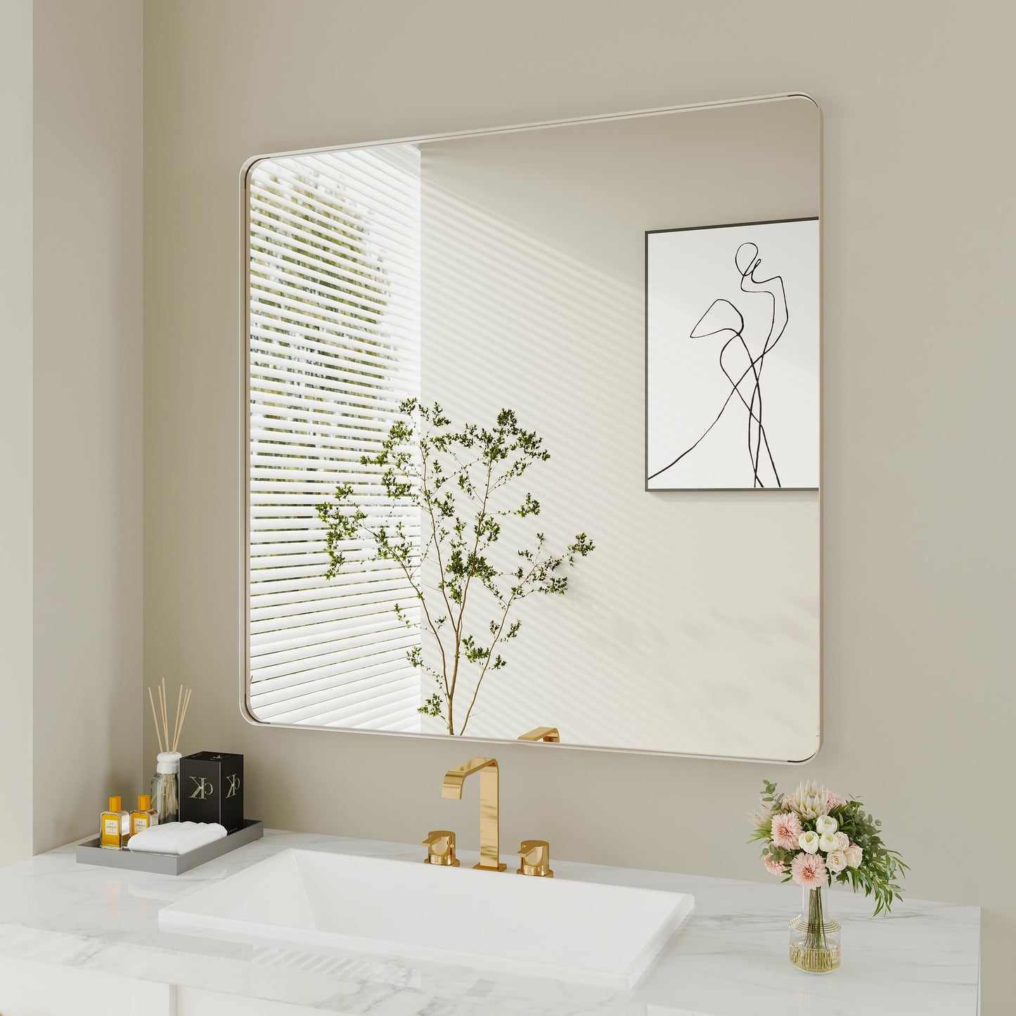 Specchio da bagno con cornice da parete