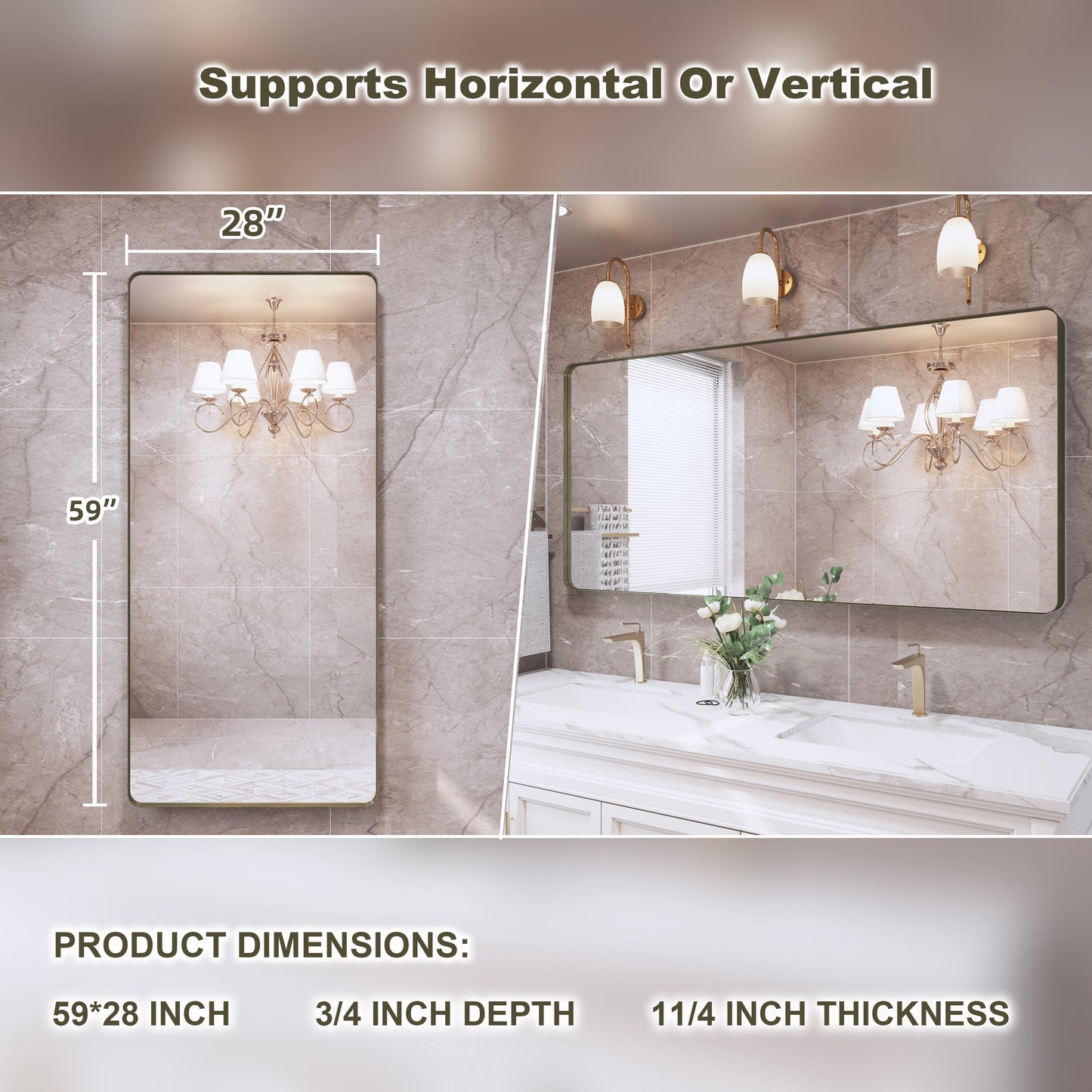 Specchio da bagno con cornice da parete