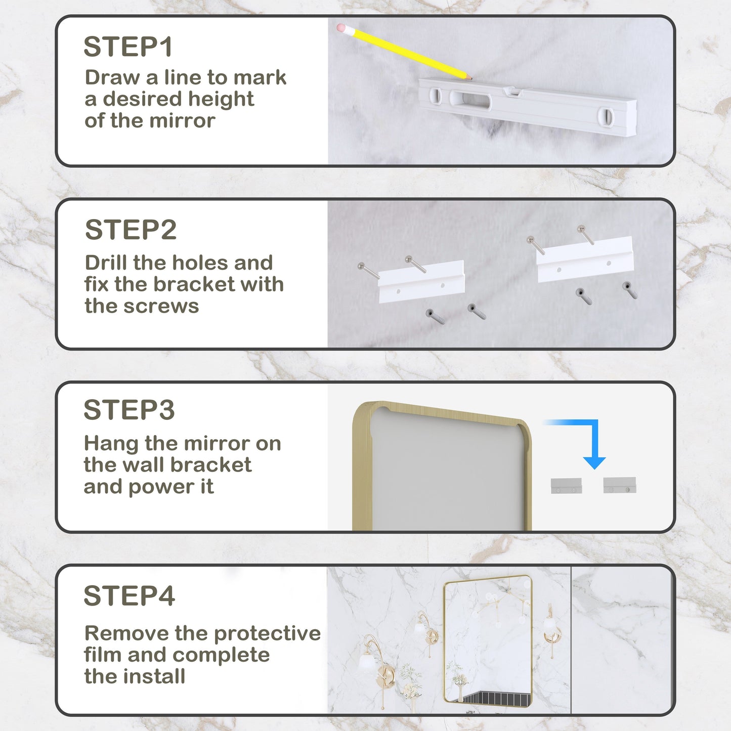 Specchio da bagno con cornice da parete