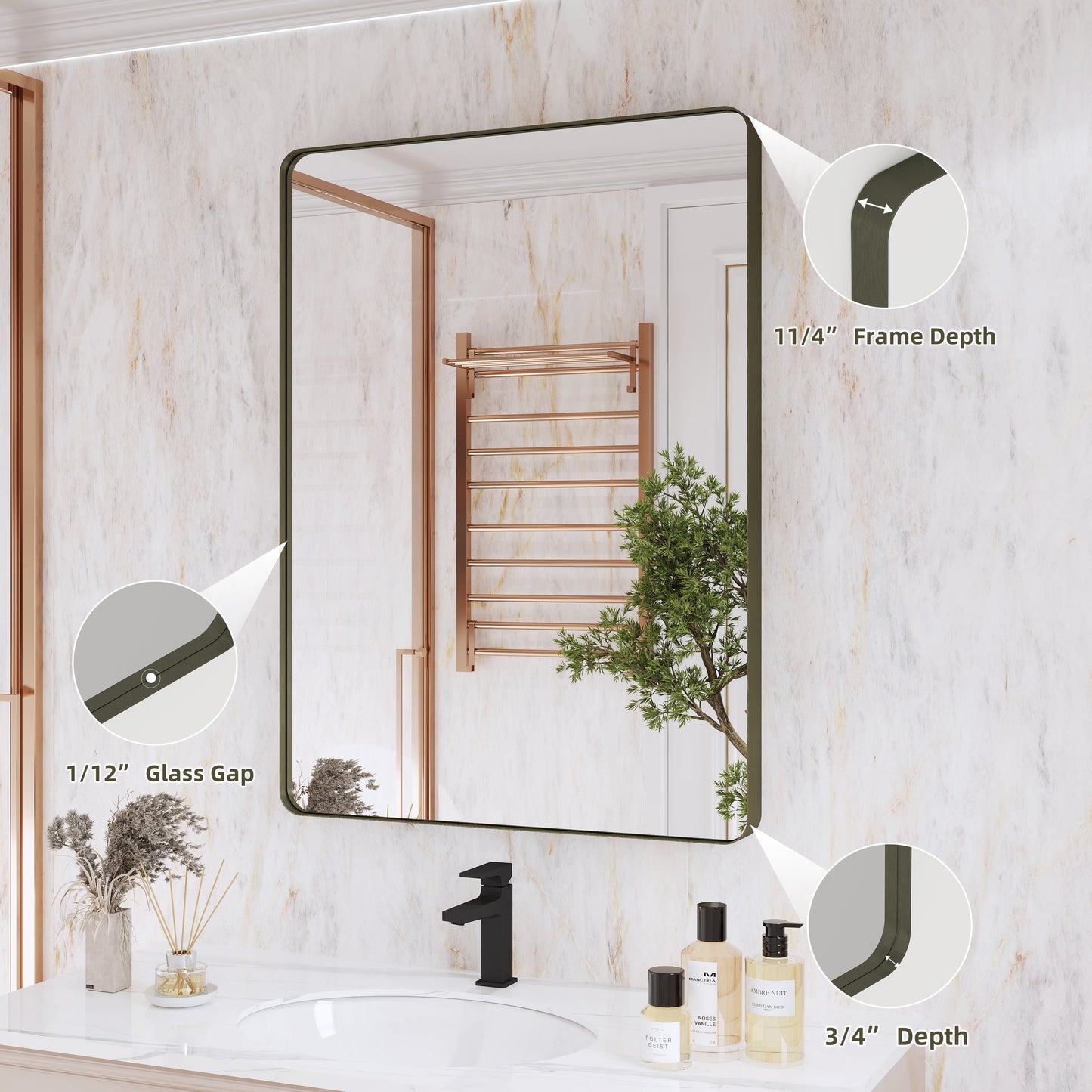 Specchio da bagno con cornice da parete