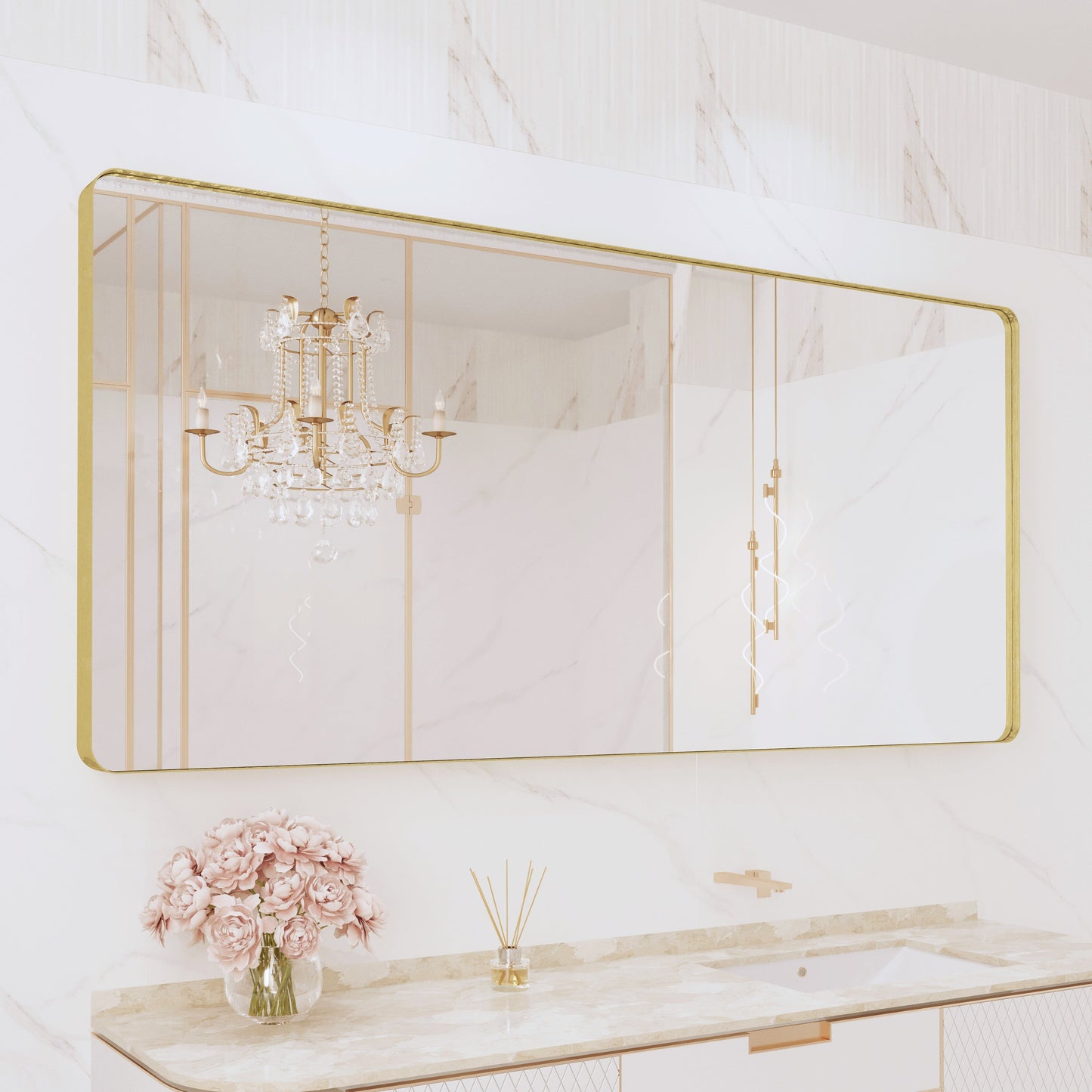 Specchio da bagno con cornice da parete