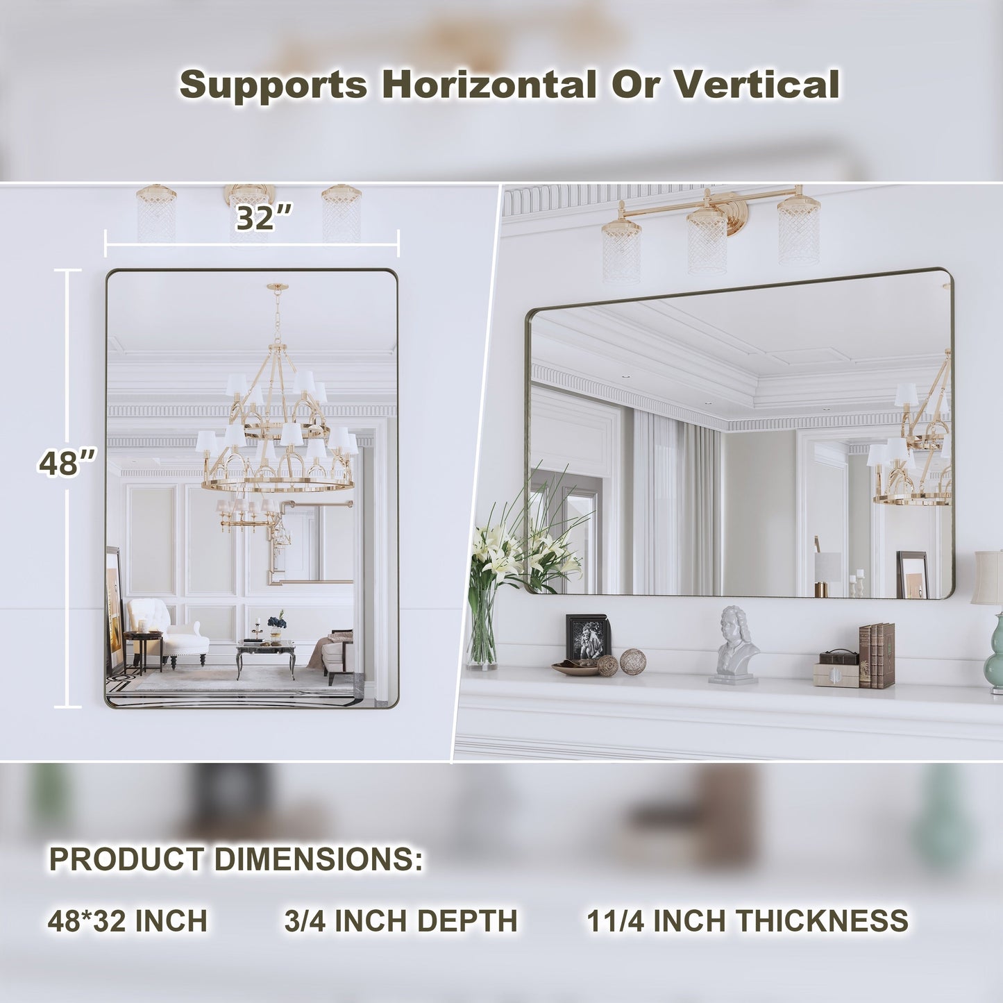 Specchio da bagno con cornice da parete