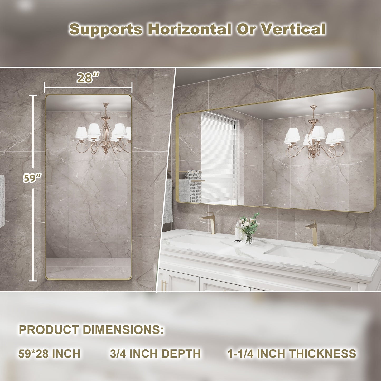 Specchio da bagno con cornice da parete