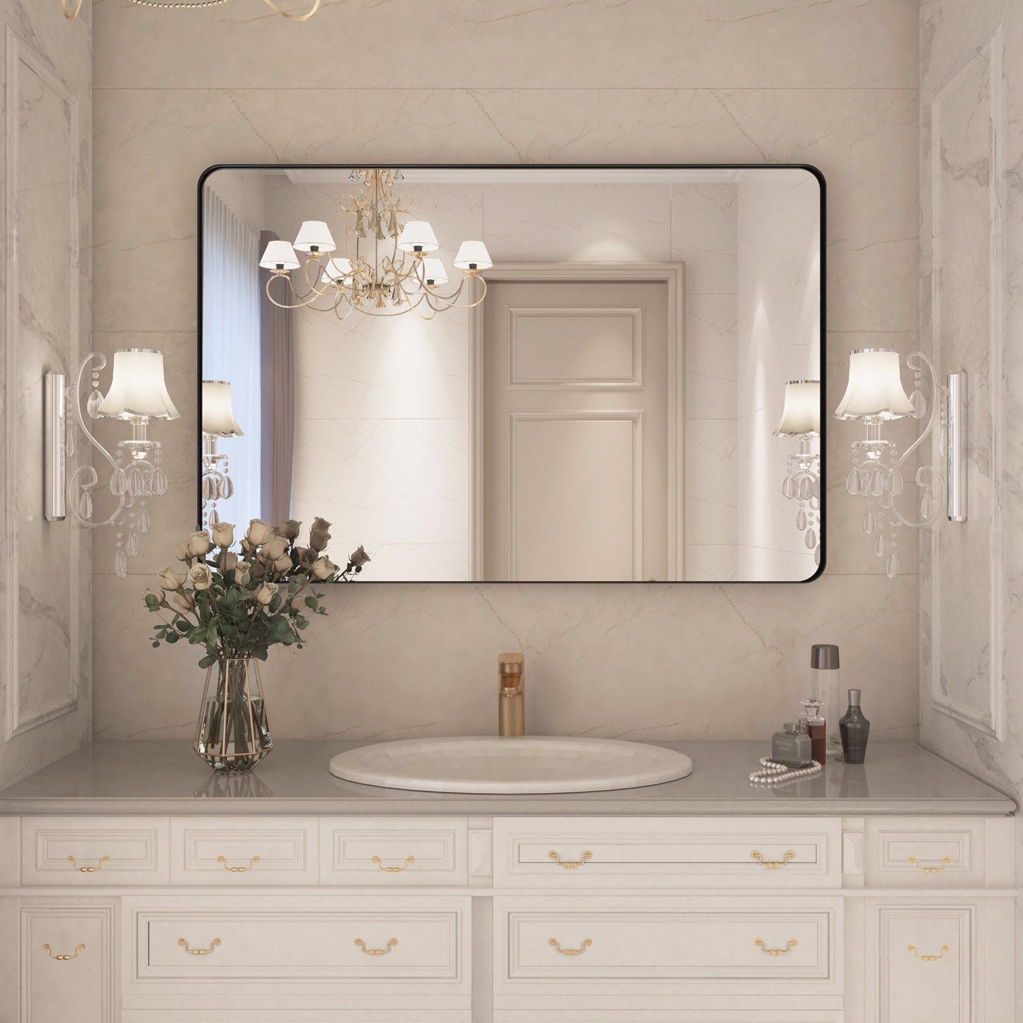Specchio da bagno con cornice da parete