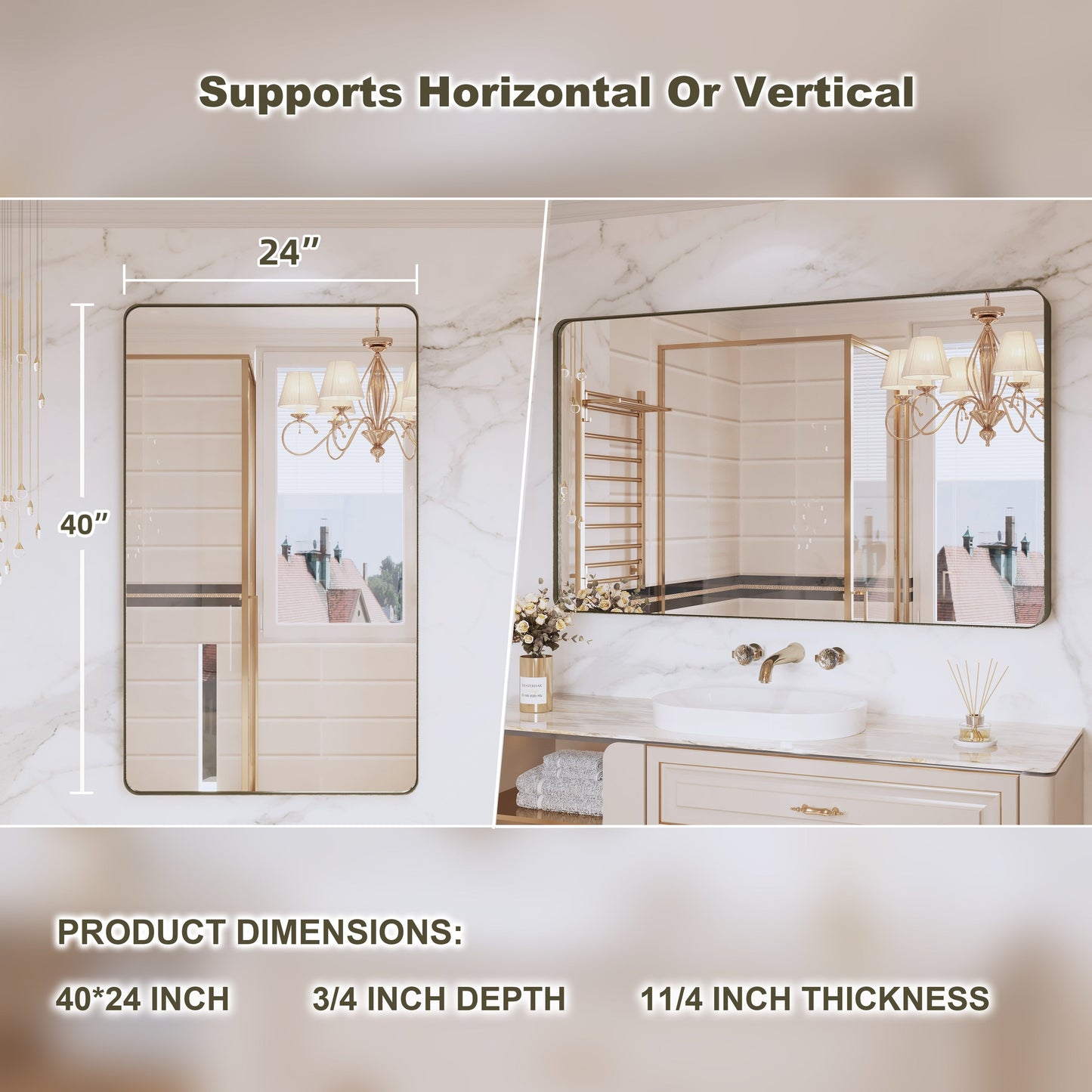 Specchio da bagno con cornice da parete