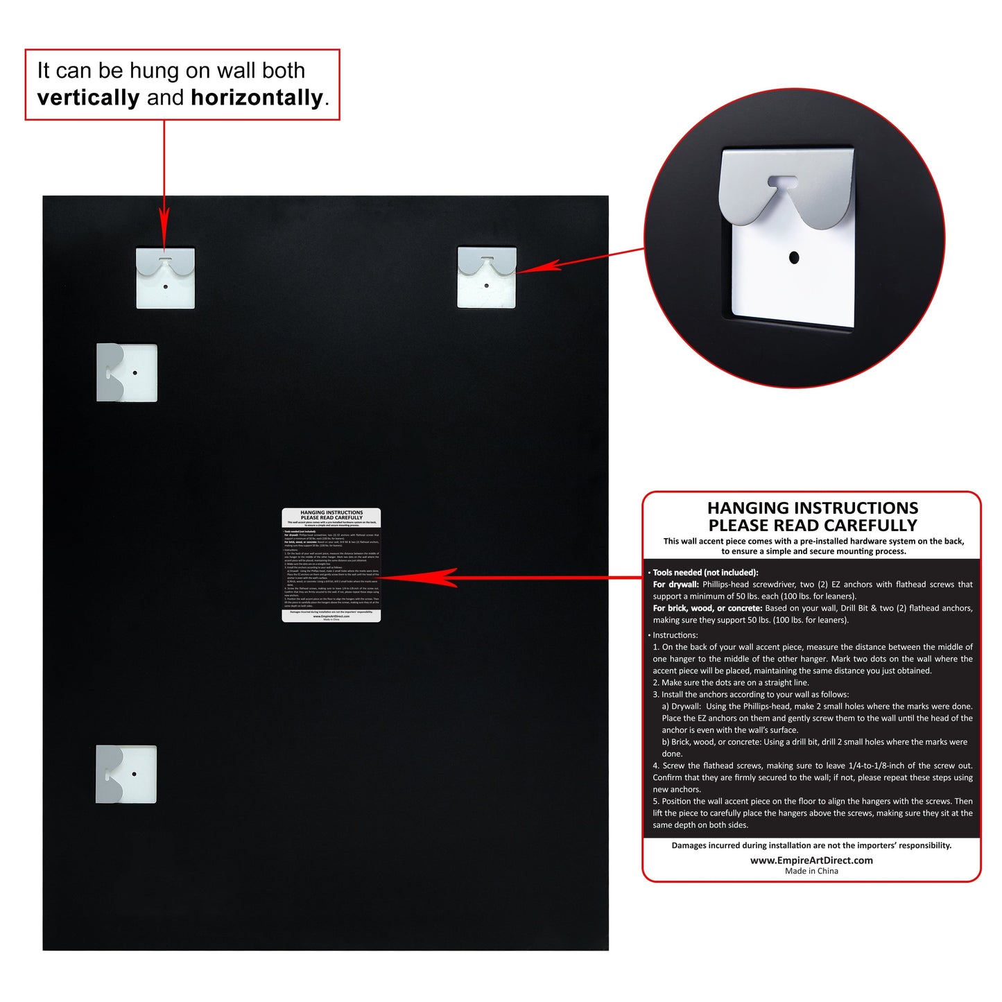 Specchio da parete con prisma smussato senza cornice - Quadrato/Rettangolare - Trasparente