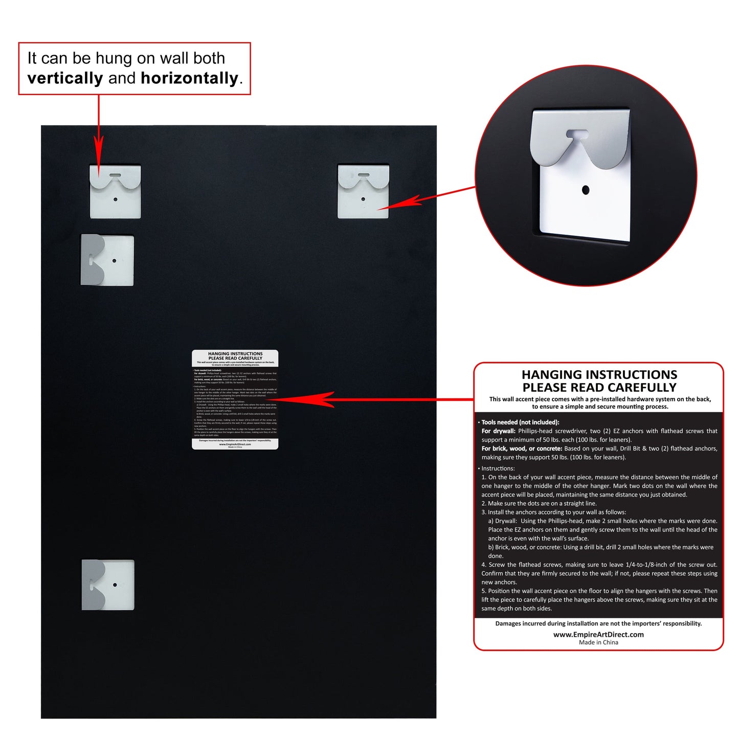 Specchio da parete con prisma smussato senza cornice - Quadrato/Rettangolare - Trasparente