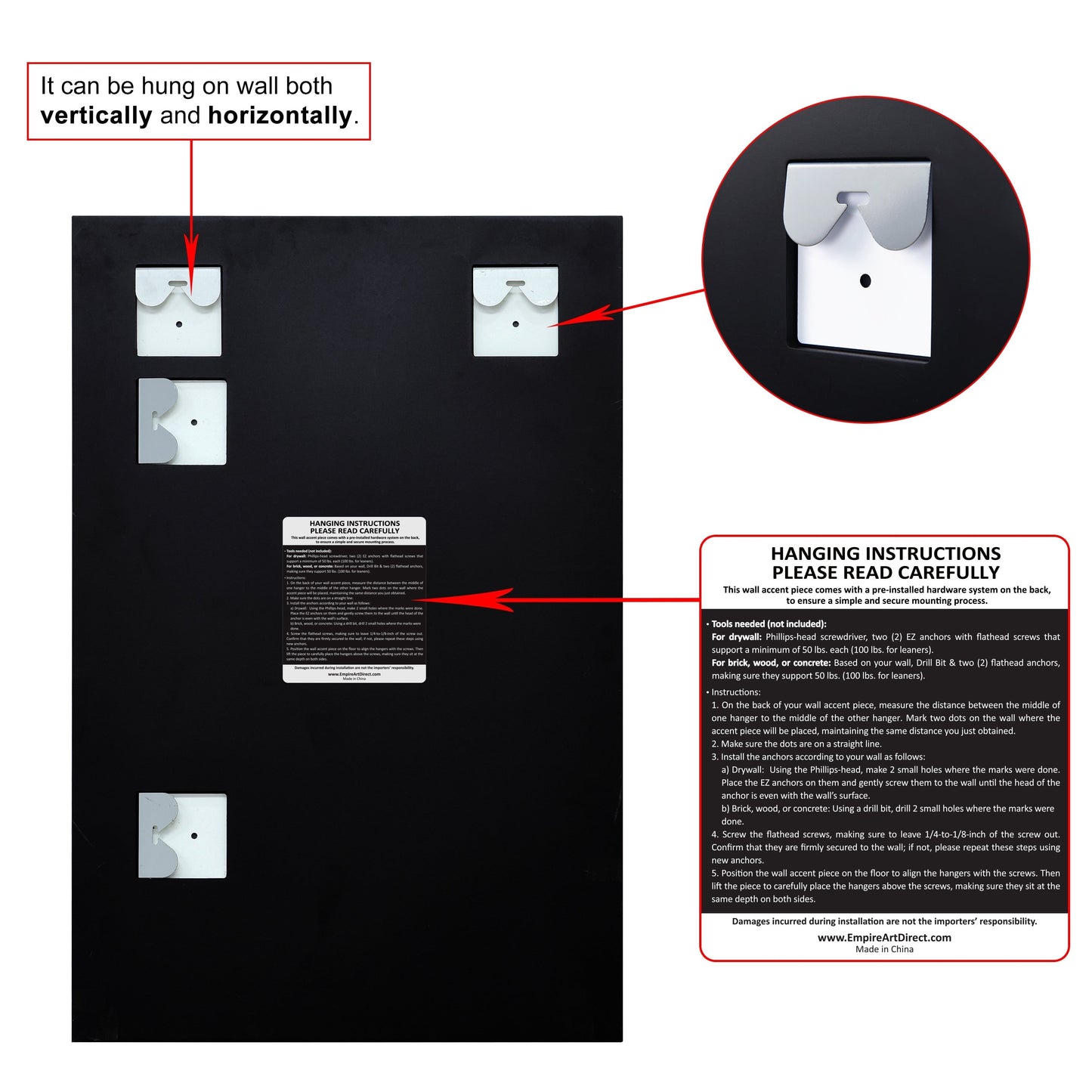 Specchio da parete con prisma smussato senza cornice - Quadrato/Rettangolare - Trasparente
