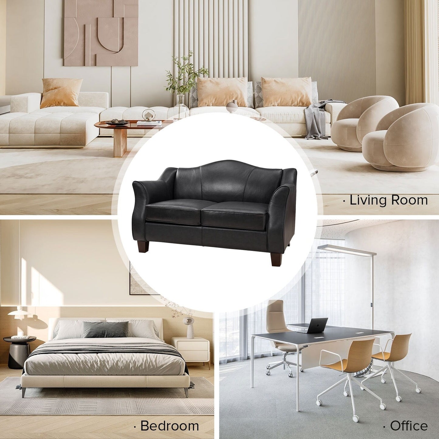 Divano Franco Traditional da 60 pollici in vera pelle di HULALA HOME