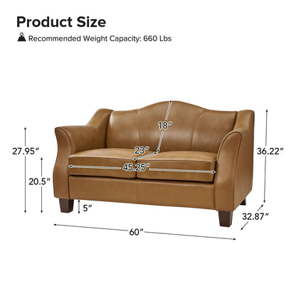 Divano Franco Traditional da 60 pollici in vera pelle di HULALA HOME