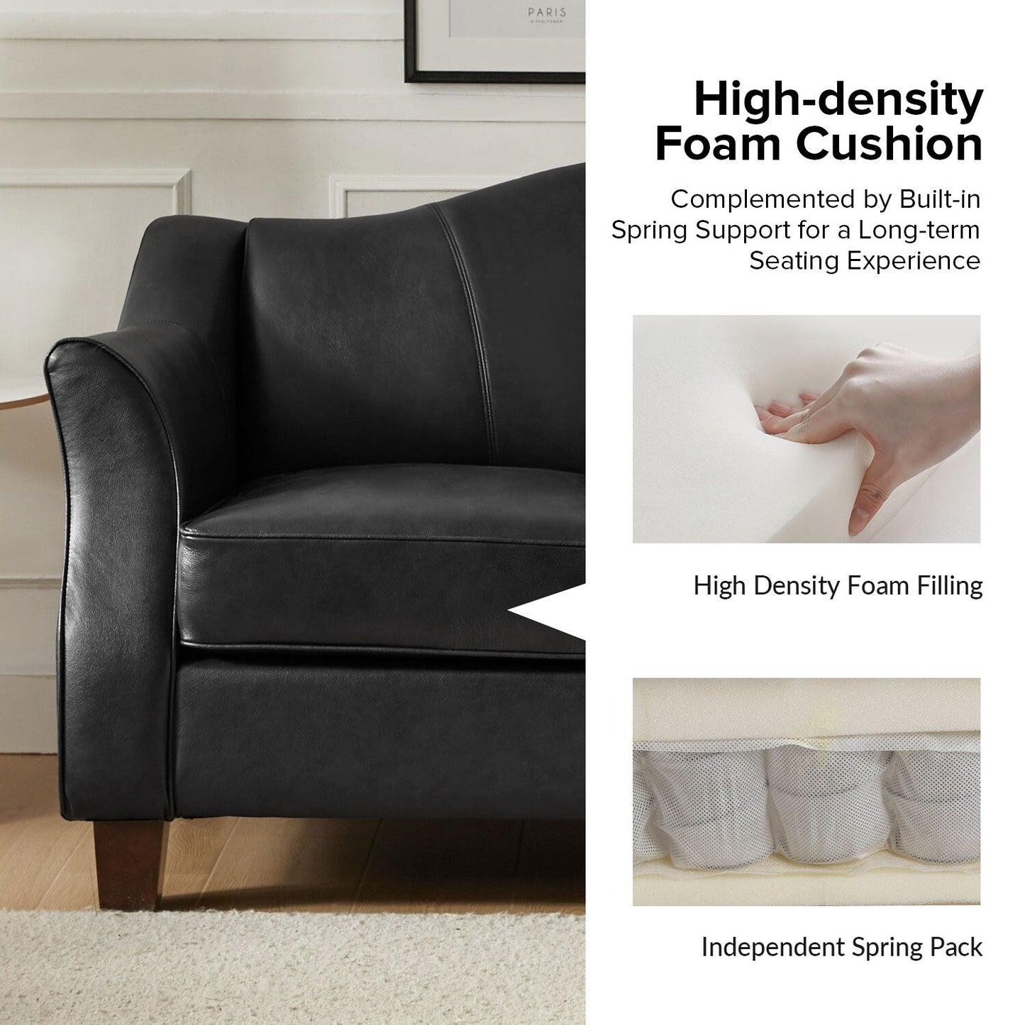 Divano Franco Traditional da 60 pollici in vera pelle di HULALA HOME