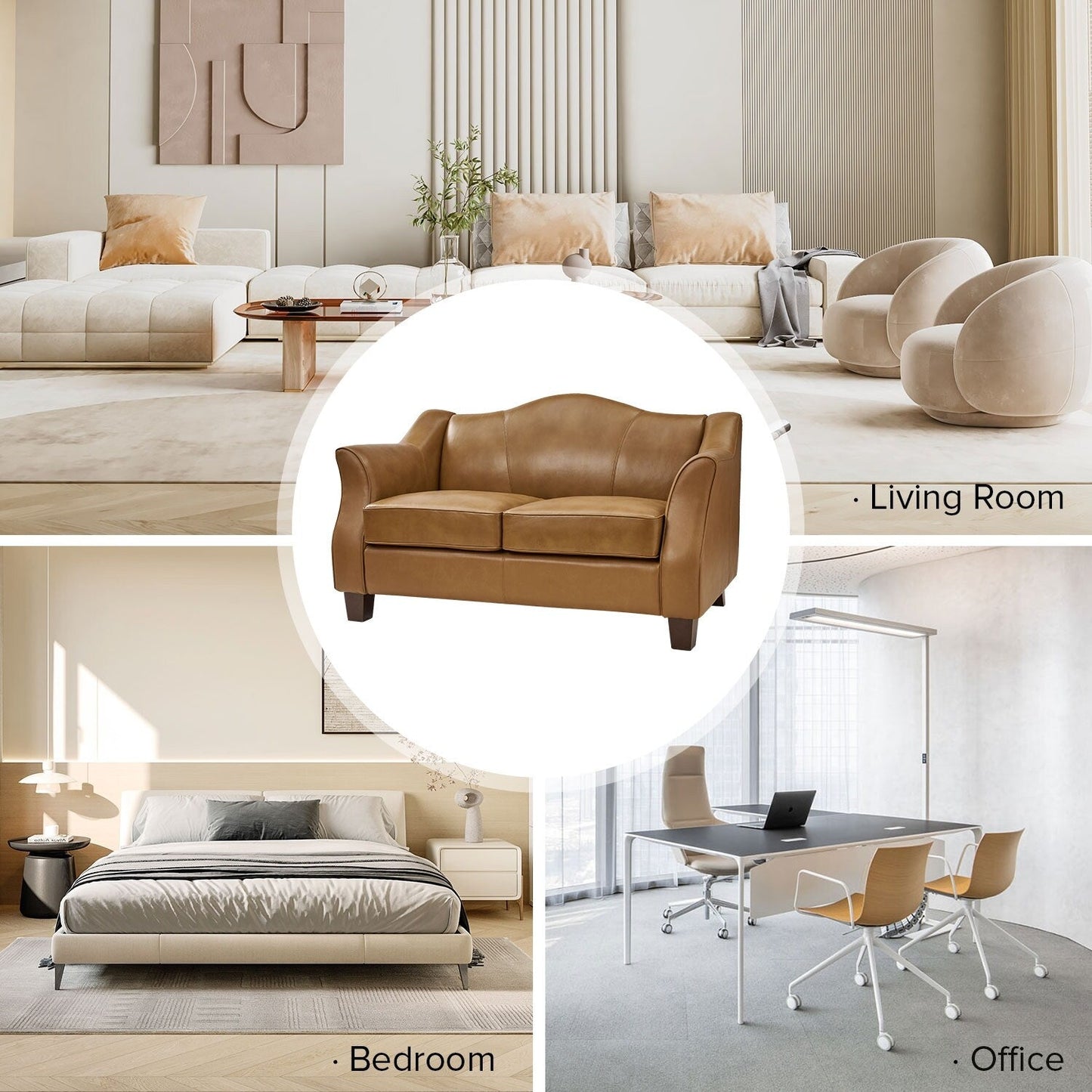 Divano Franco Traditional da 60 pollici in vera pelle di HULALA HOME