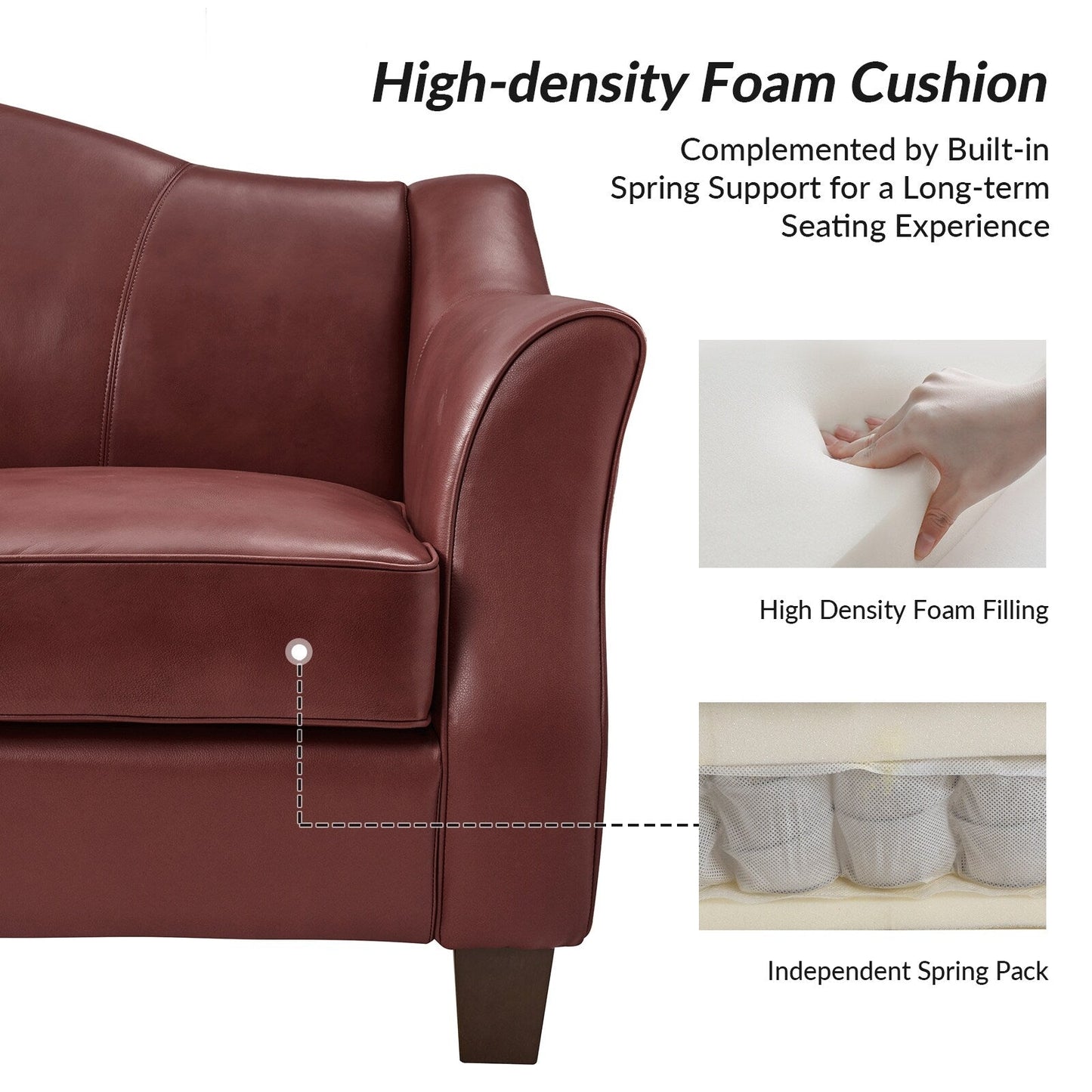 Divano Franco Traditional da 60 pollici in vera pelle di HULALA HOME