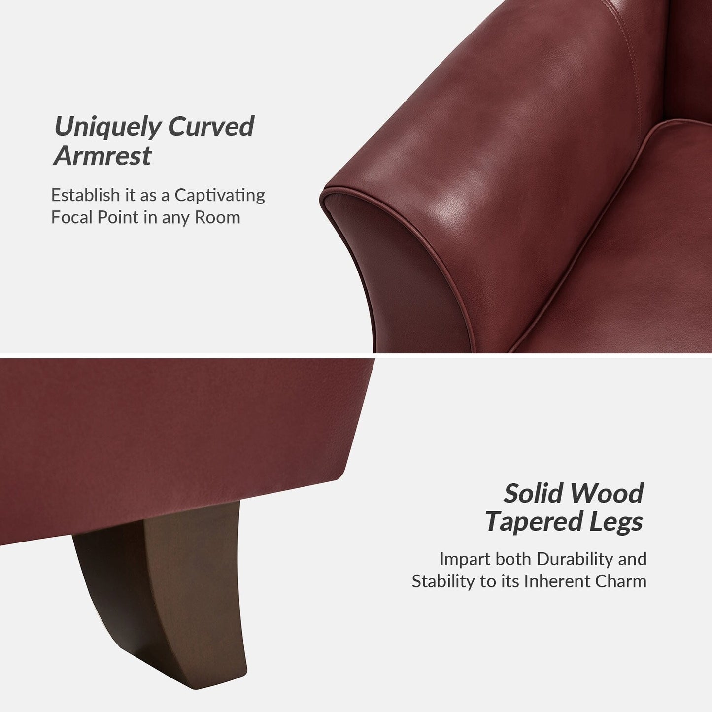 Divano Franco Traditional da 60 pollici in vera pelle di HULALA HOME