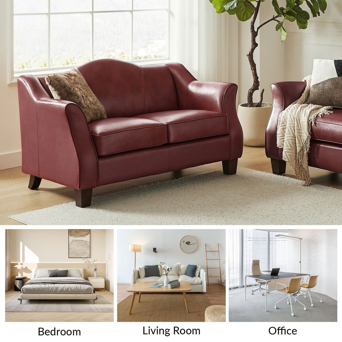 Divano Franco Traditional da 60 pollici in vera pelle di HULALA HOME