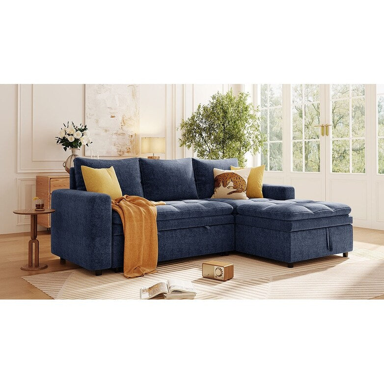 Divano letto componibile a 3 posti a L con spazio di archiviazione e cuscini rimovibili, convertibile gratuitamente per soggiorno e appartamento