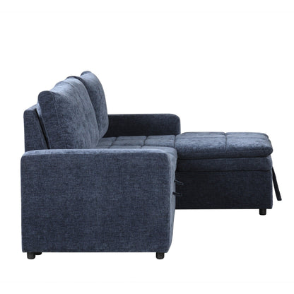 Divano letto componibile a 3 posti a L con spazio di archiviazione e cuscini rimovibili, convertibile gratuitamente per soggiorno e appartamento