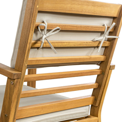 Set da esterno per patio Freja, 4 pezzi, in legno di acacia, stile costiero, moderno, con cuscini, di JONATHAN Y