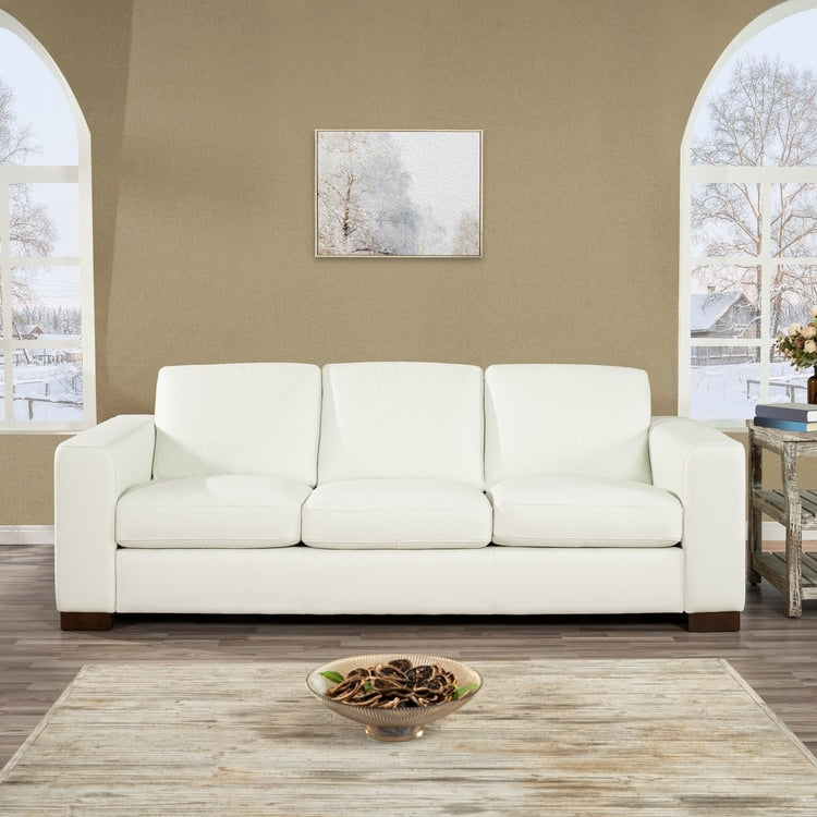 Divano oversize in vera pelle - Divano da soggiorno di metà secolo dal comfort estremo, divano moderno con robuste gambe a blocco