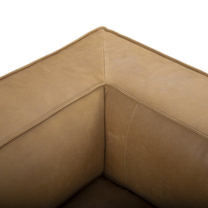 Divano moderno in vera pelle per soggiorno UR Livingroom, interamente in pelle anilina, dimensioni: 100 x 43 x 26,25 cm.