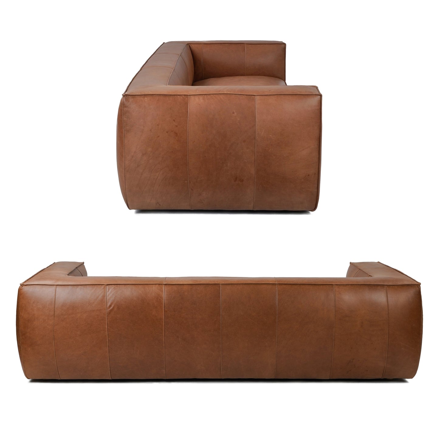 Divano moderno in vera pelle per soggiorno UR Livingroom, interamente in pelle anilina, dimensioni: 100 x 43 x 26,25 cm.