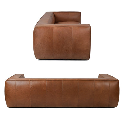 Divano moderno in vera pelle per soggiorno UR Livingroom, interamente in pelle anilina, dimensioni: 100 x 43 x 26,25 cm.