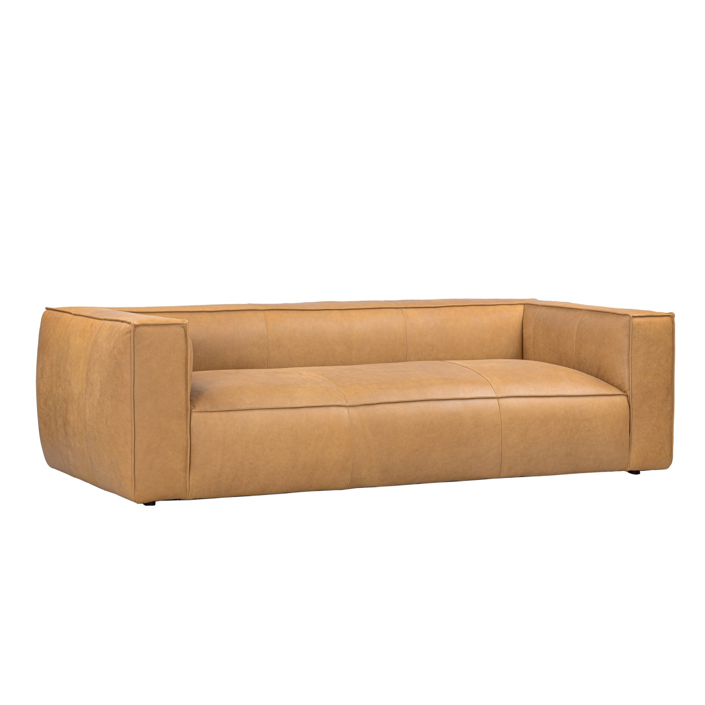 Divano moderno in vera pelle per soggiorno UR Livingroom, interamente in pelle anilina, dimensioni: 100 x 43 x 26,25 cm.