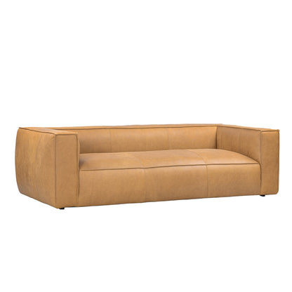 Divano moderno in vera pelle per soggiorno UR Livingroom, interamente in pelle anilina, dimensioni: 100 x 43 x 26,25 cm.