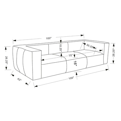 Divano moderno in vera pelle per soggiorno UR Livingroom, interamente in pelle anilina, dimensioni: 100 x 43 x 26,25 cm.
