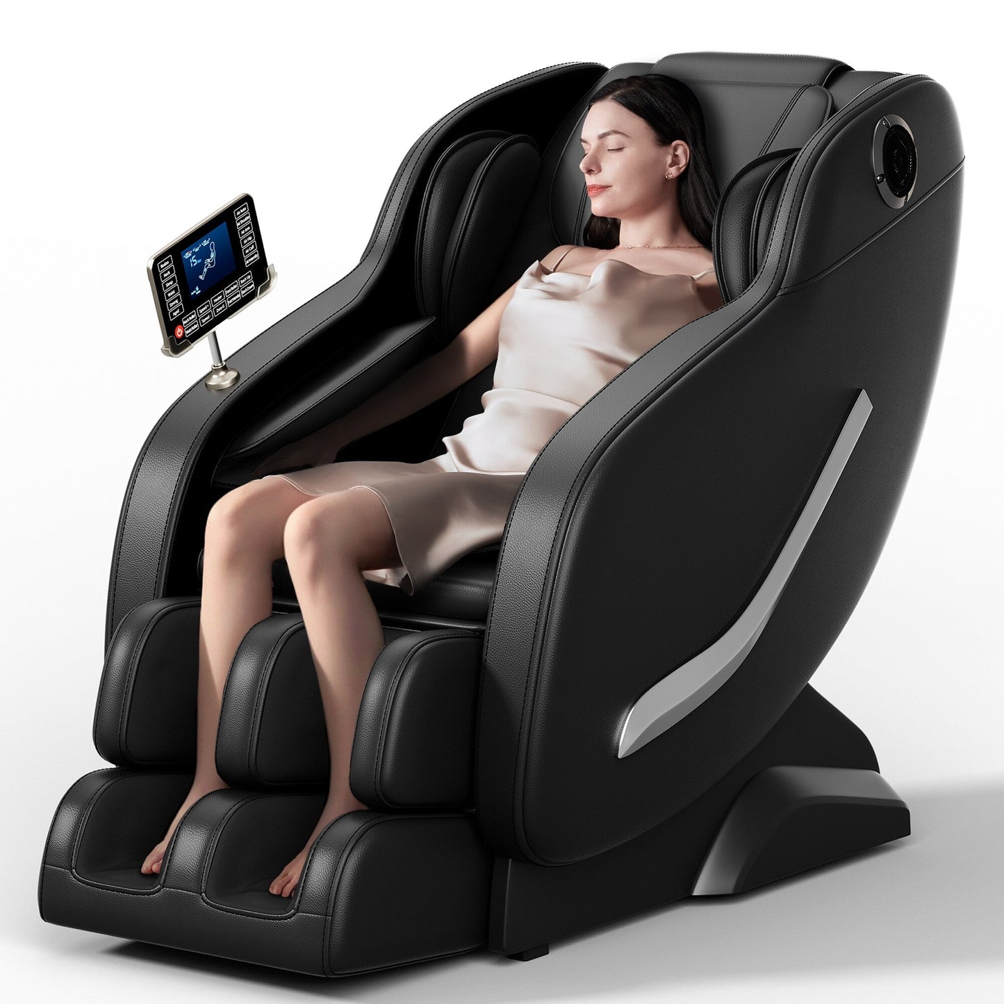 Poltrona massaggiante per tutto il corpo, poltrona reclinabile Zero Gravity con airbag, termoterapia e altoparlanti Hi-Fi, controllo touchscreen LCD