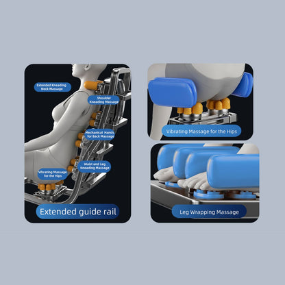 Poltrona per massaggio completo del corpo, poltrona reclinabile a gravità zero, massaggio con termoterapia, sistema di massaggio ad aria e tecniche di shiatsu e impastamento